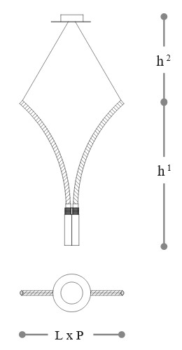 Lámpara colgante Sesto - Incanto Italamp - Dimensiones